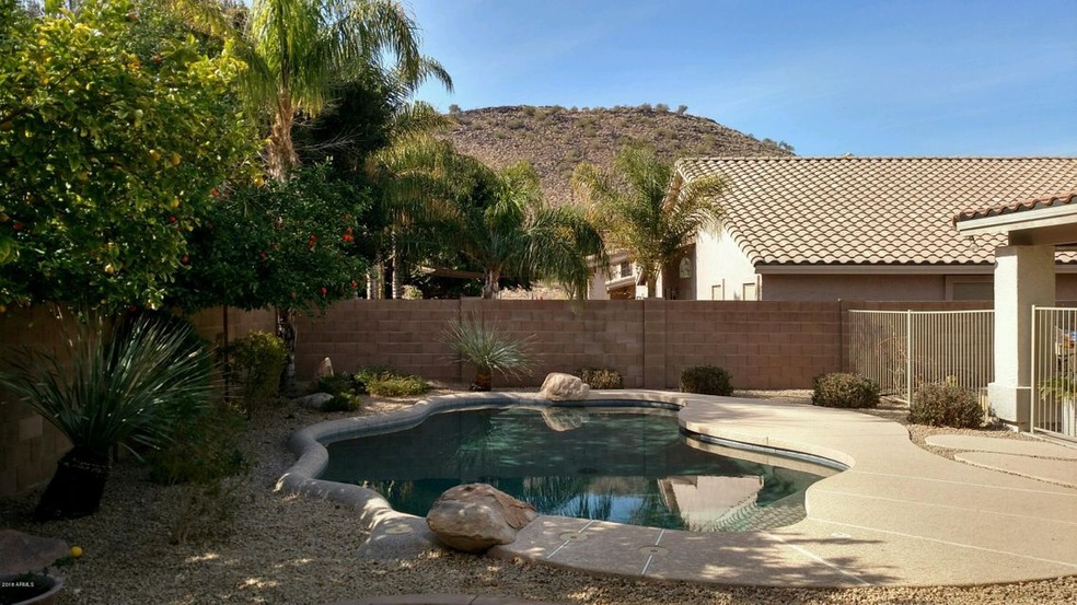 Back yard with Mt. Views, pool, patio