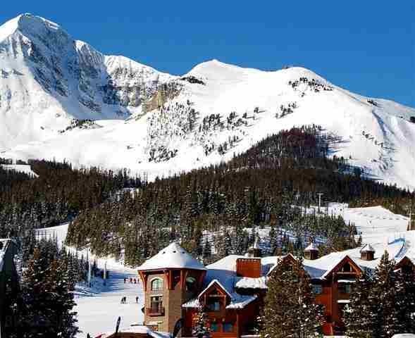 Village Center Winter at Base of Lone Mountain