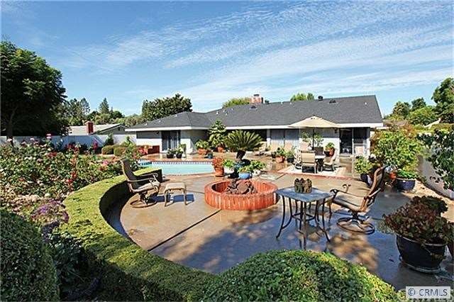 back yard with fire pit