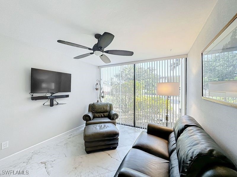 Living room with ceiling fan