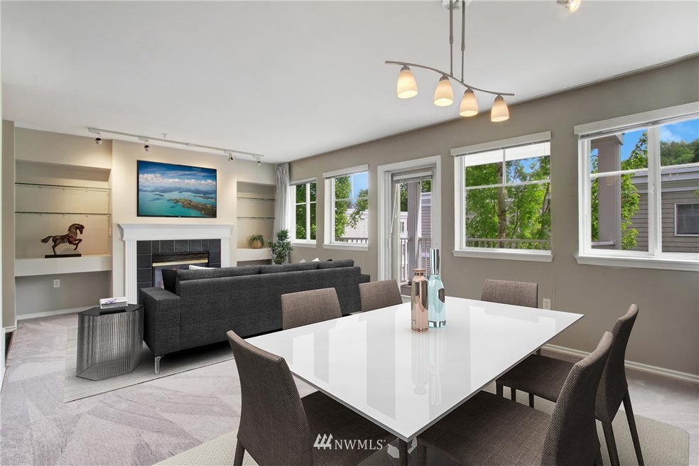 Dining and Living Room with Door to Deck