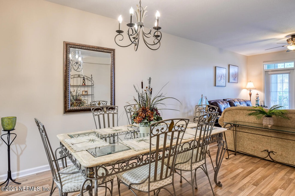 Dining area on wood plank floors
