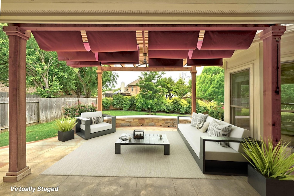 View of patio featuring a fenced backyard and out