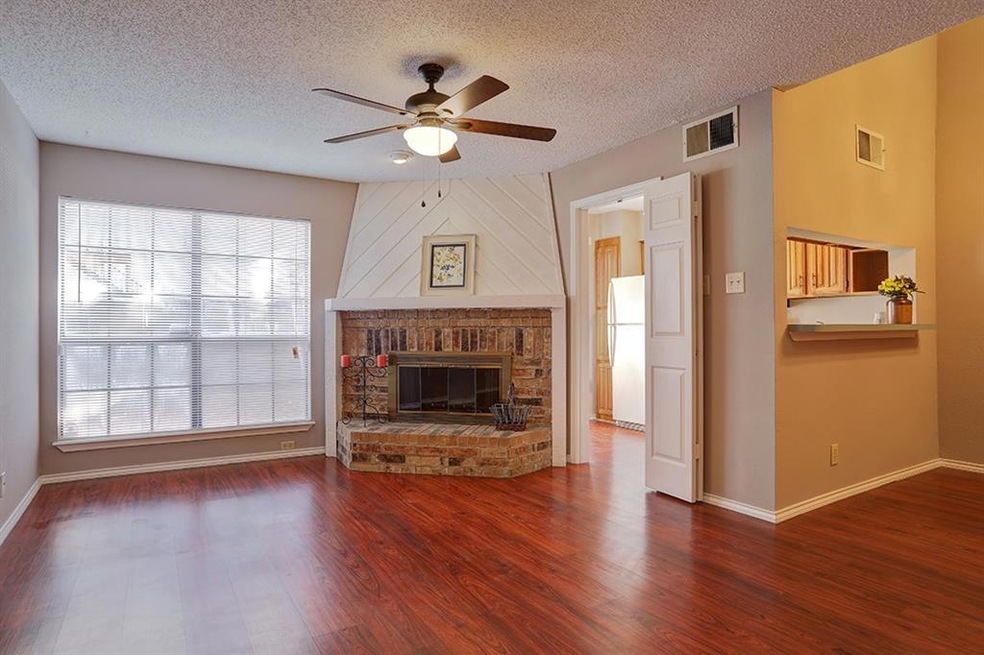 Cozy living room with corner fireplace