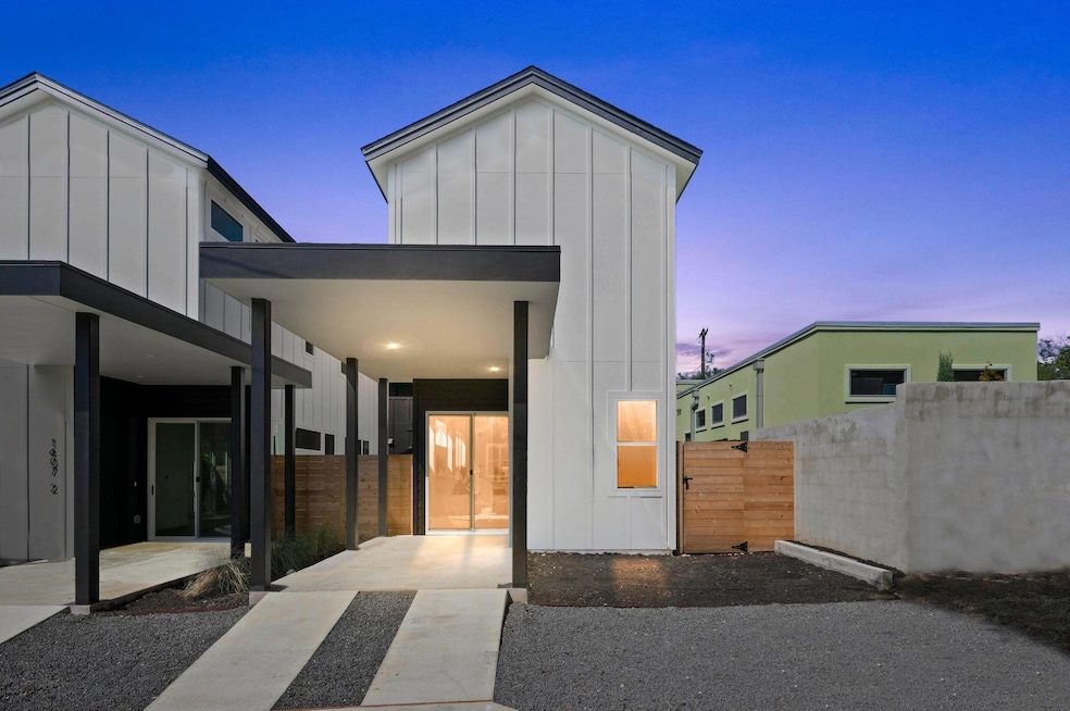 View of front of property with board and batten siding