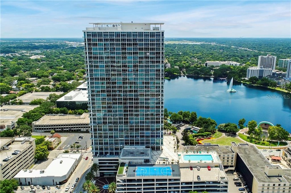 Beautiful view from above Lake Eola