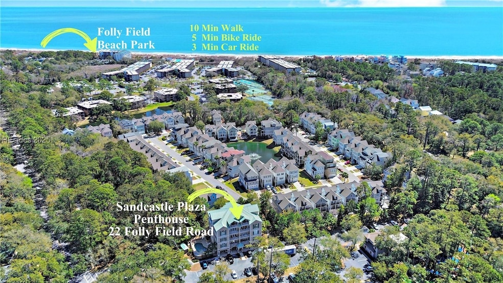 Aerial view of Sandcastle Plaza. This concreate an
