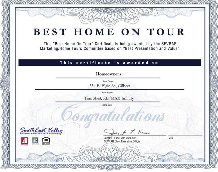 2 x 'Best Home on Tour' Winner!