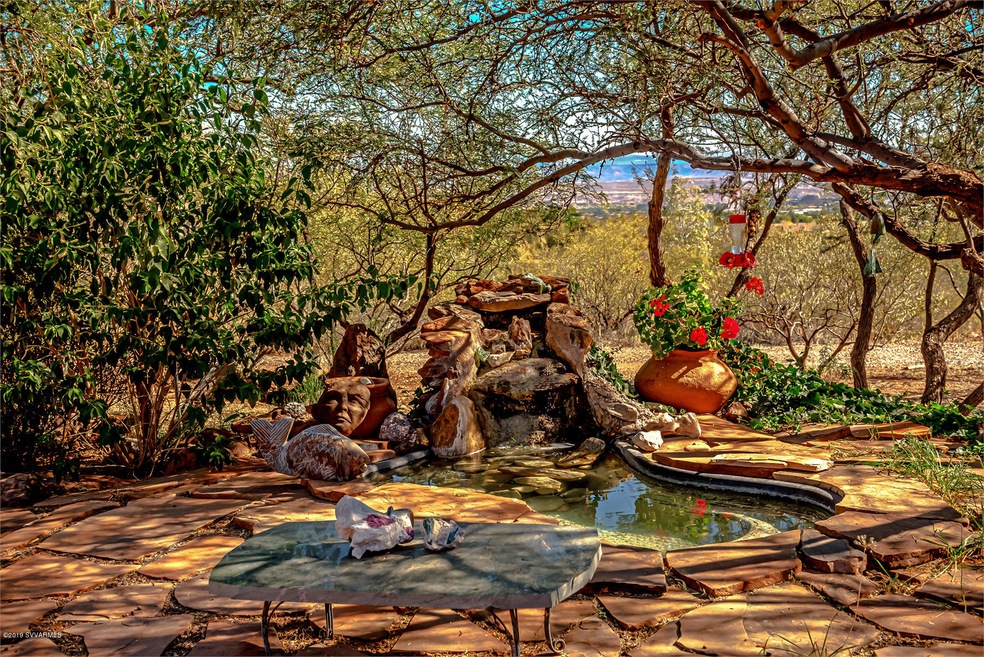 Water feature in backyard