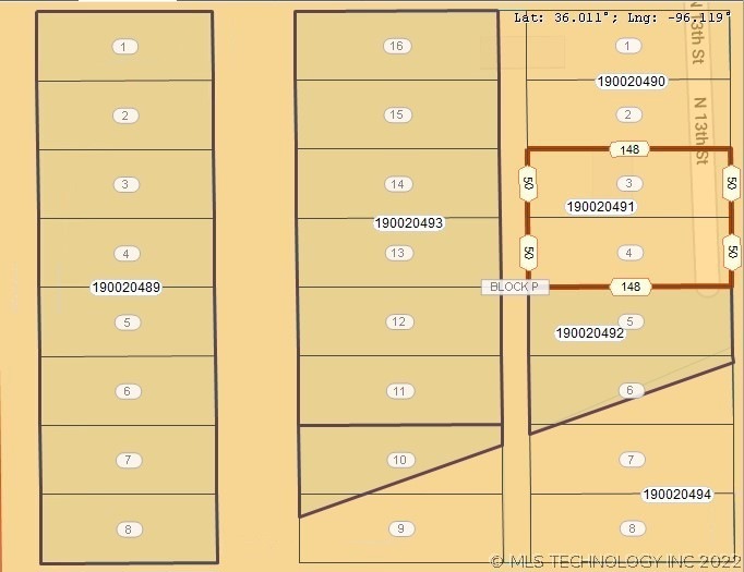Plat map of lots