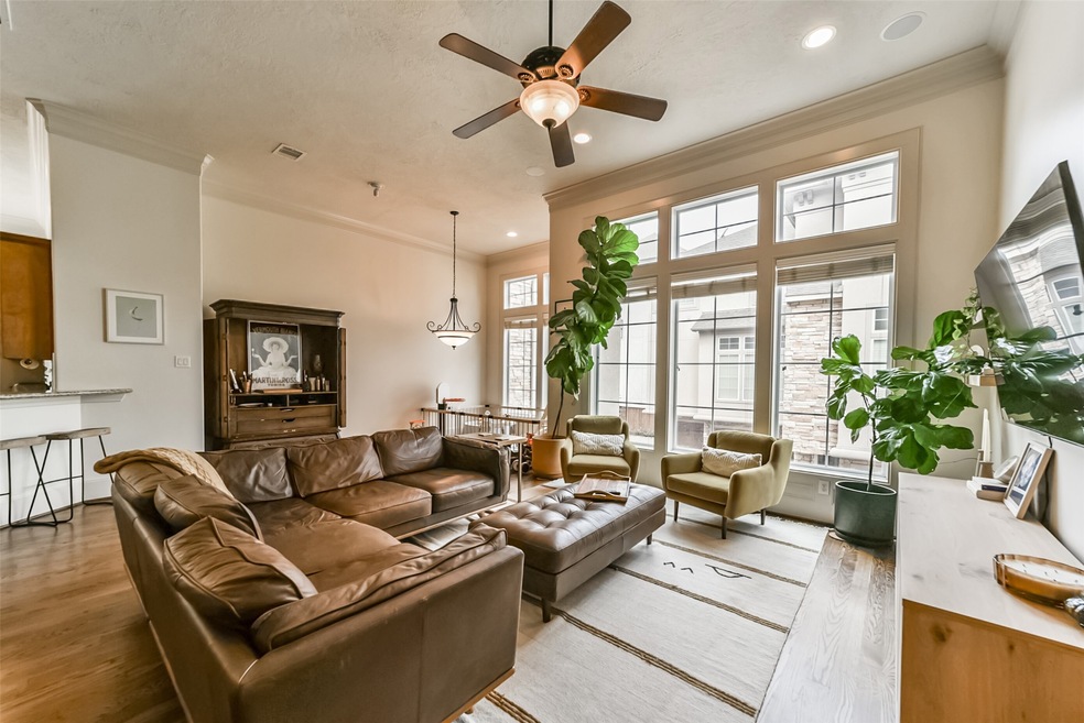 Soaring ceilings and a wall of windows.
