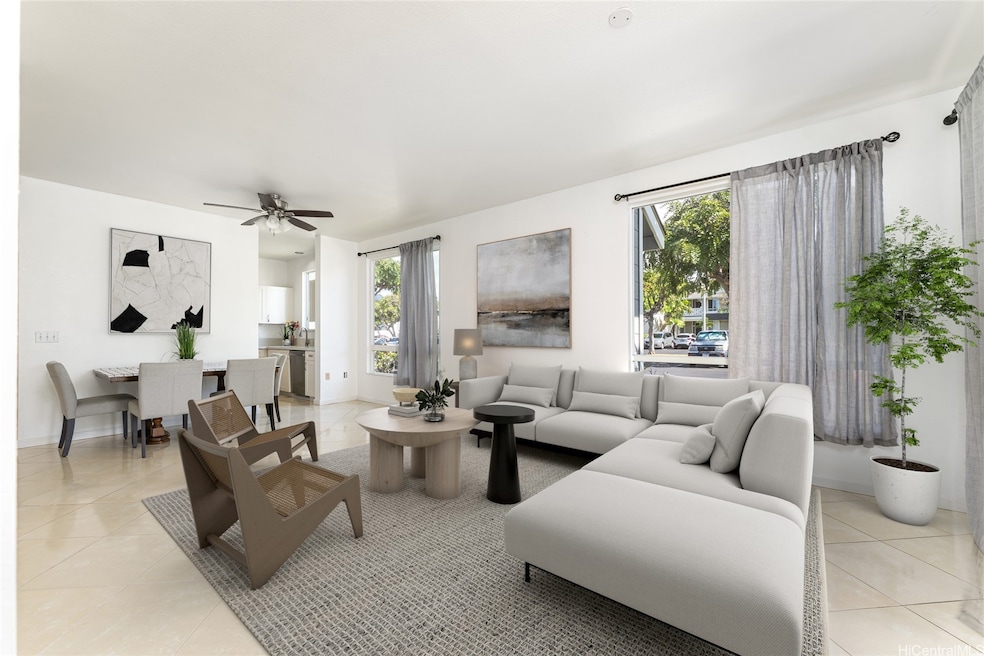 Enhanced Photo. Large and bright living room with