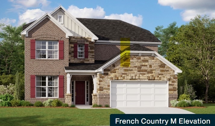 Dogwood FCM elevation-home will have different colors for the brick, stone and shutters.