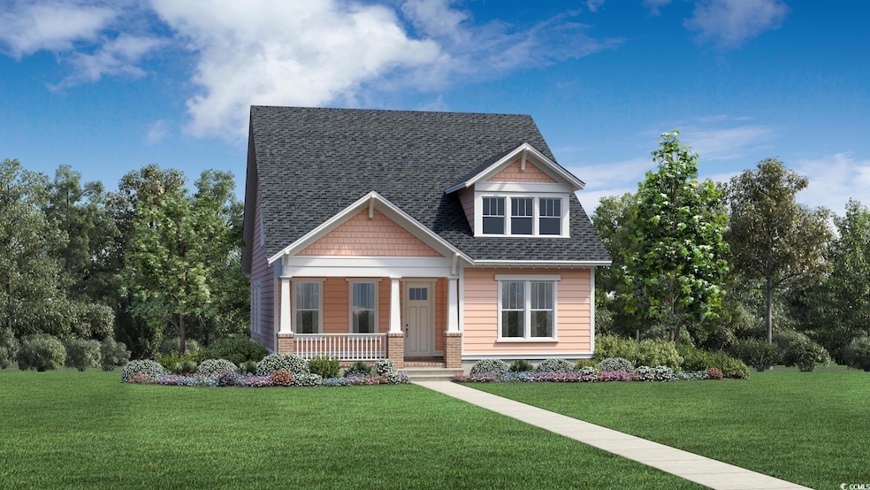 Craftsman house featuring a porch and a front lawn