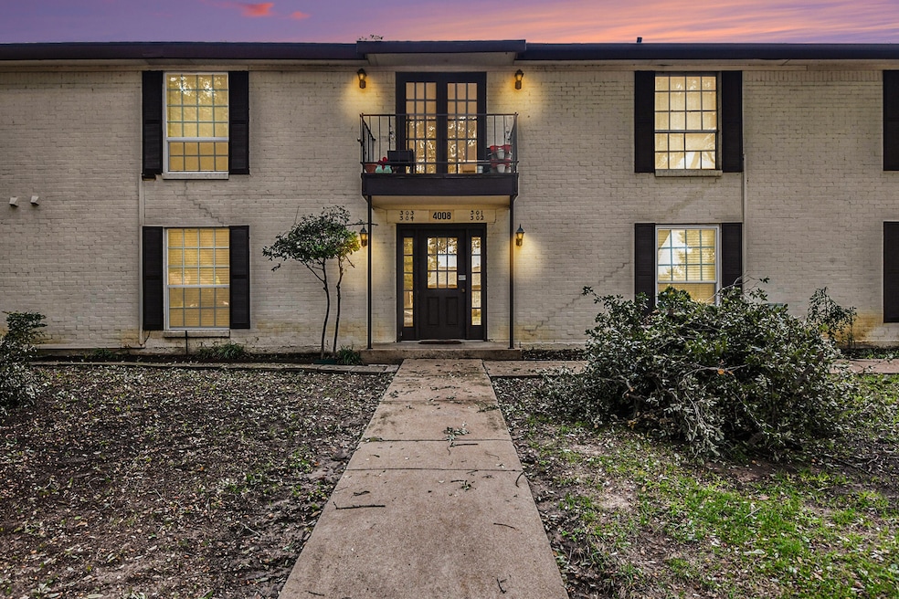 Property entrance with brick siding