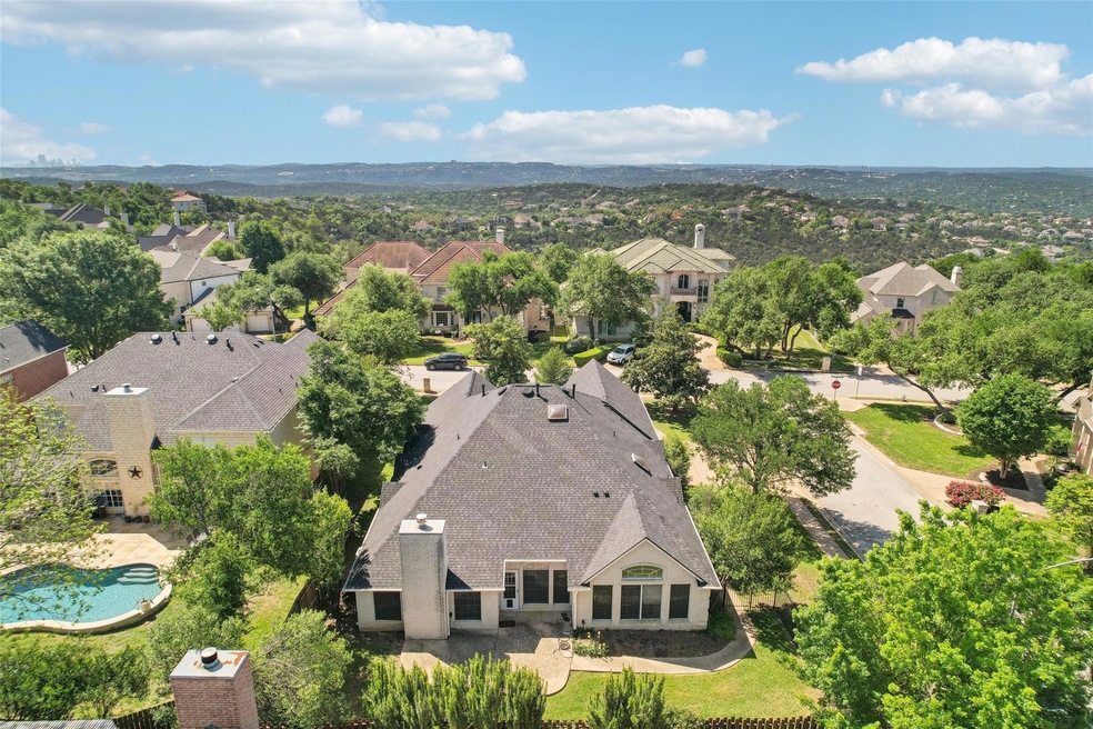 Aerial perspective of suburban area