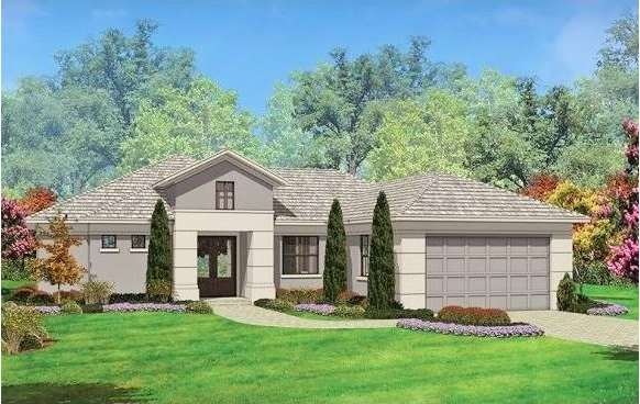 Artist's rendering of front of home.