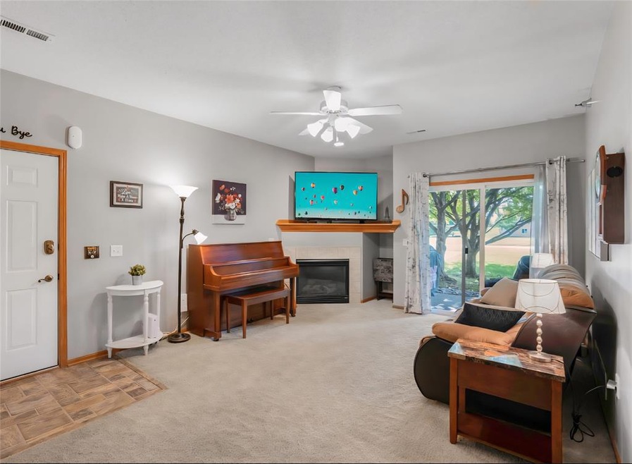 Living room with patio access