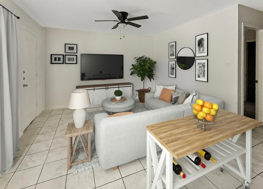 Virtually staged family room