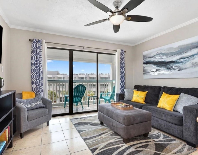 View of the living room and balcony