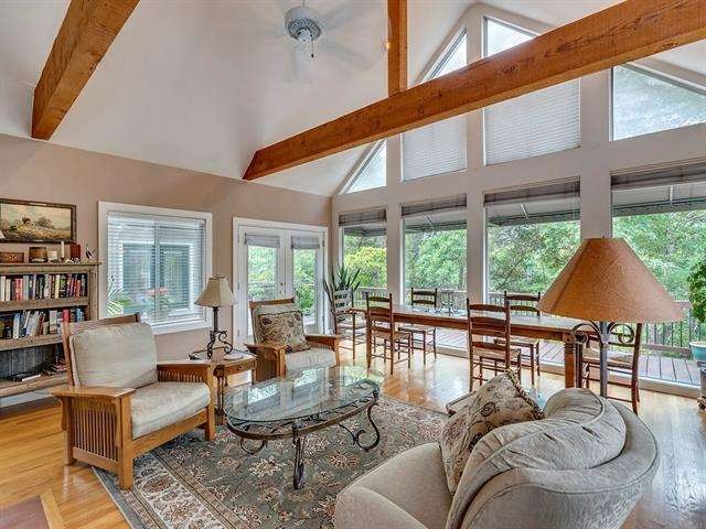 Wall of windows with loads of natural light.  Feel