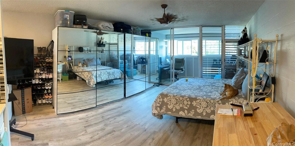 Huge built in closet with mirror doors