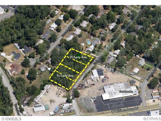Aerial View - 2 tax parcels with 4 building lots