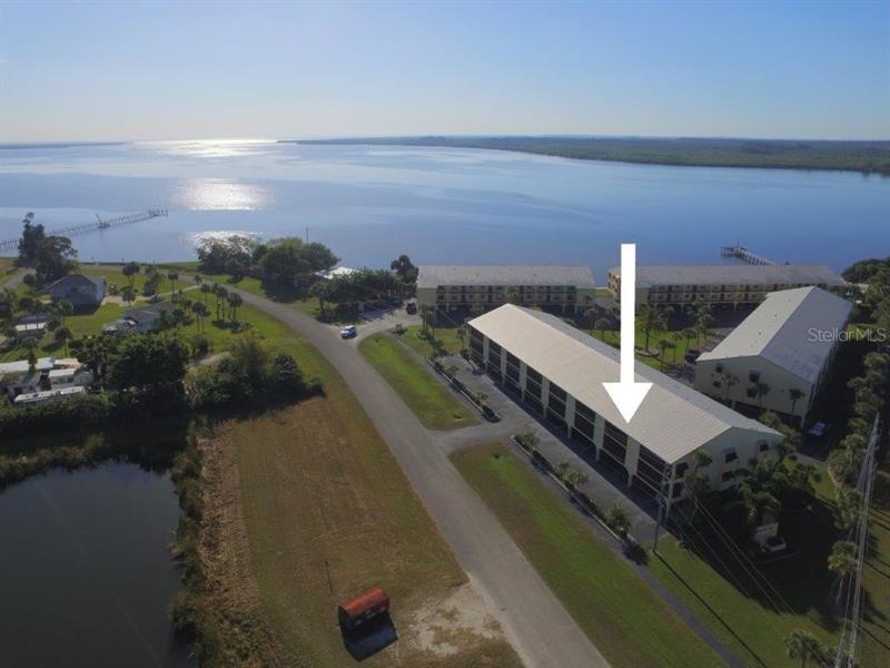 Unit A-102, the pond, the bay. 