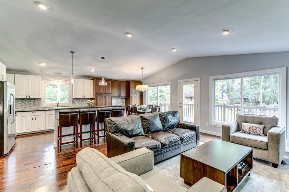 Bright sunlight fills the upper level