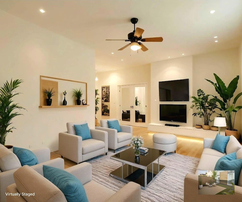 Living room featuring recessed lighting, a ceilin
