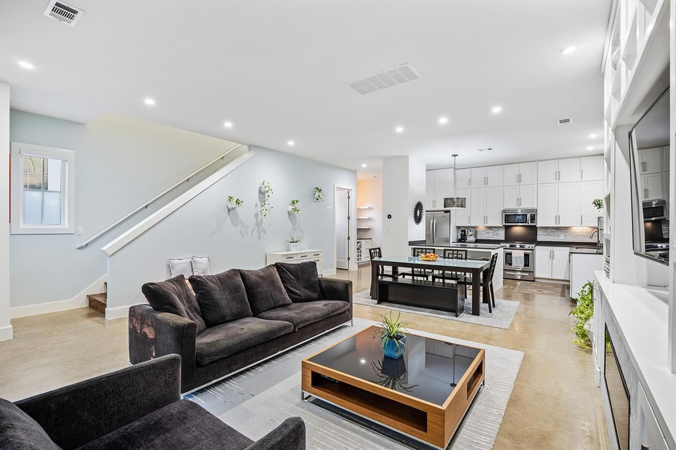 Open plan downstairs, with private spaces of all kinds upstairs for each individual.