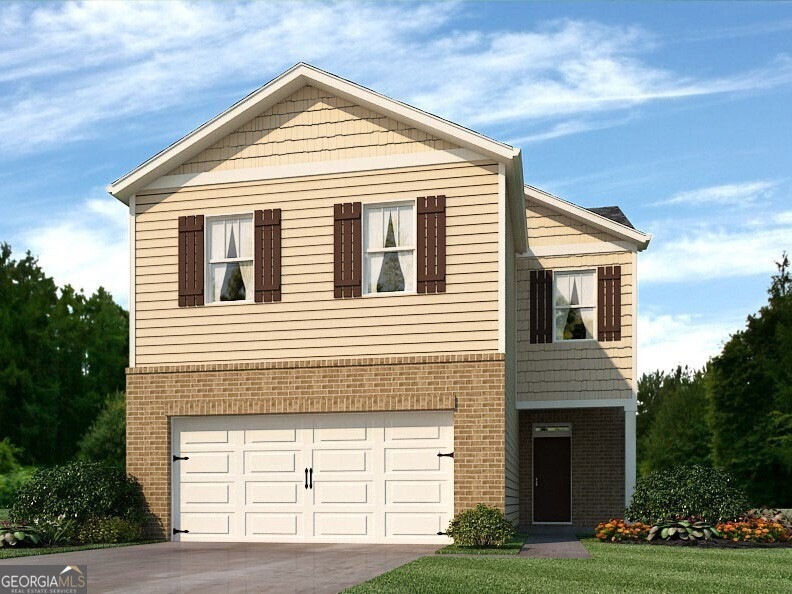 Aisle front exterior rendering of elevation F at R