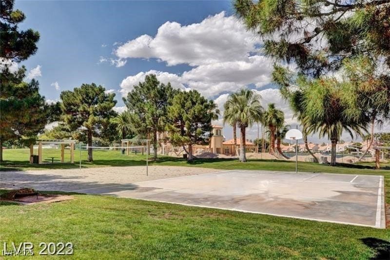 View of property's community with a lawn, communit