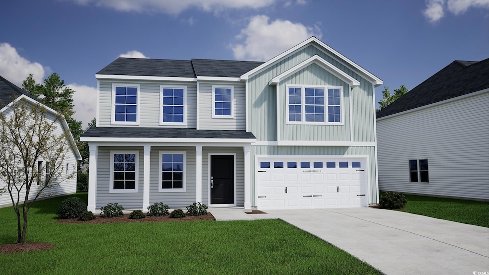 View of front facade featuring concrete driveway, 