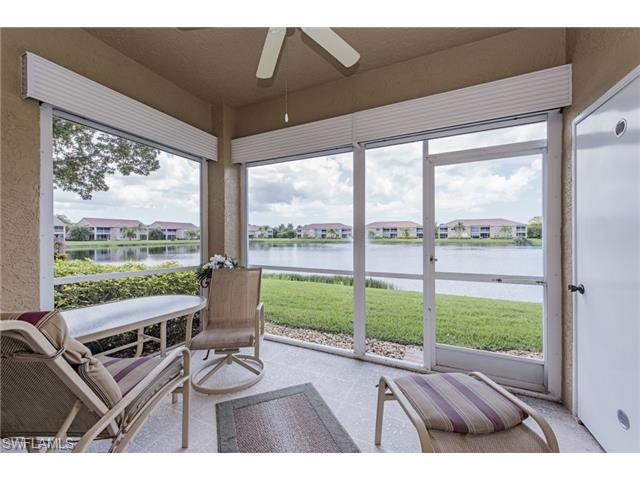 Lanai with view of Lake and water fountain