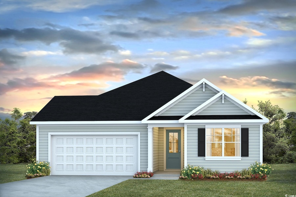 View of front of home featuring an attached garage, concrete driveway, and roof with shingles