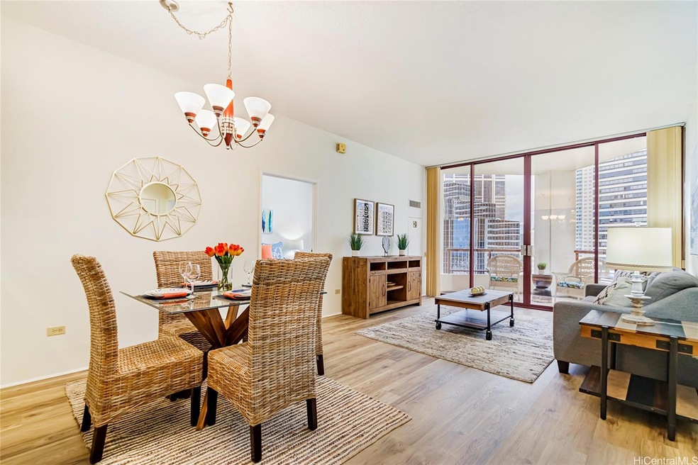 Dining area and living room
