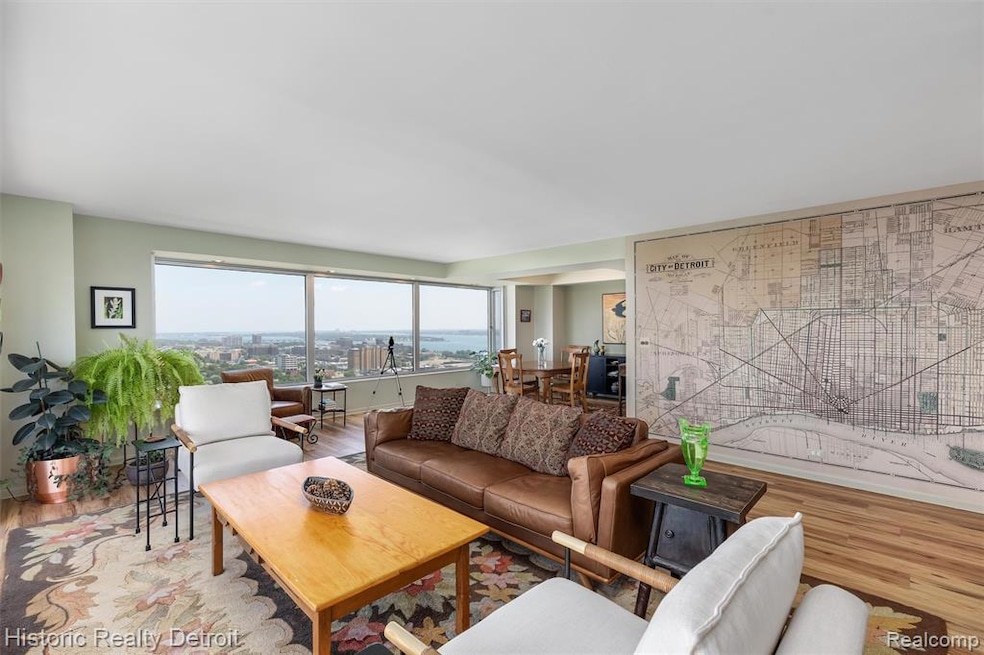 1300 E. Lafayette #2407 — Elevated City Living with Iconic Views.  Perched high on the 24th floor of Detroit’s iconic 1300 East Lafayette Cooperative, this 1,664 sqft corner residence embodies the best of modern city living. Recently reimagined with 