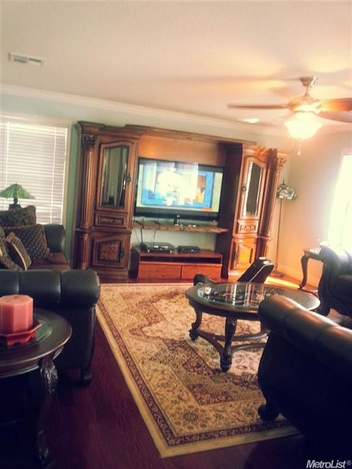 View from the kitchen area into the living room.  
