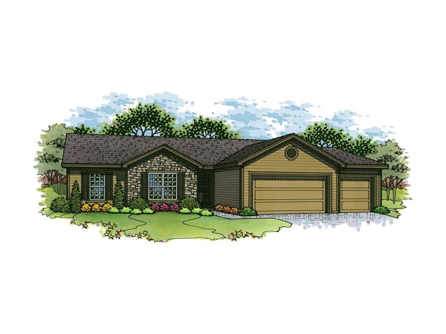 This rendering shows a 3rd car garage.  This home 