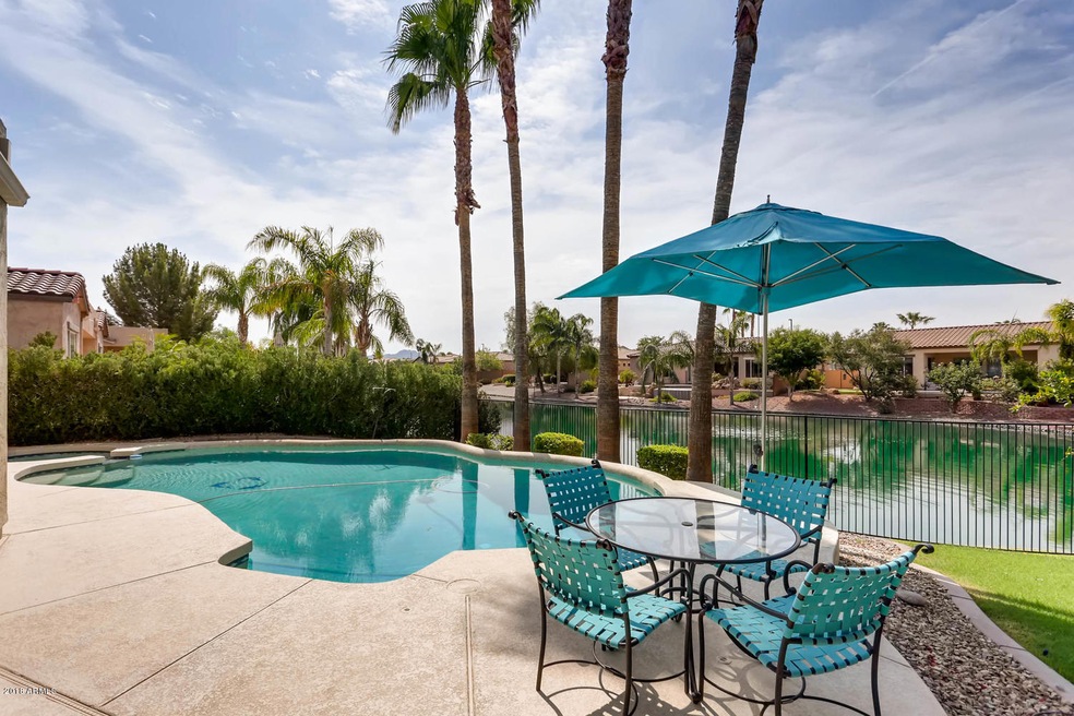 Pool with lake view