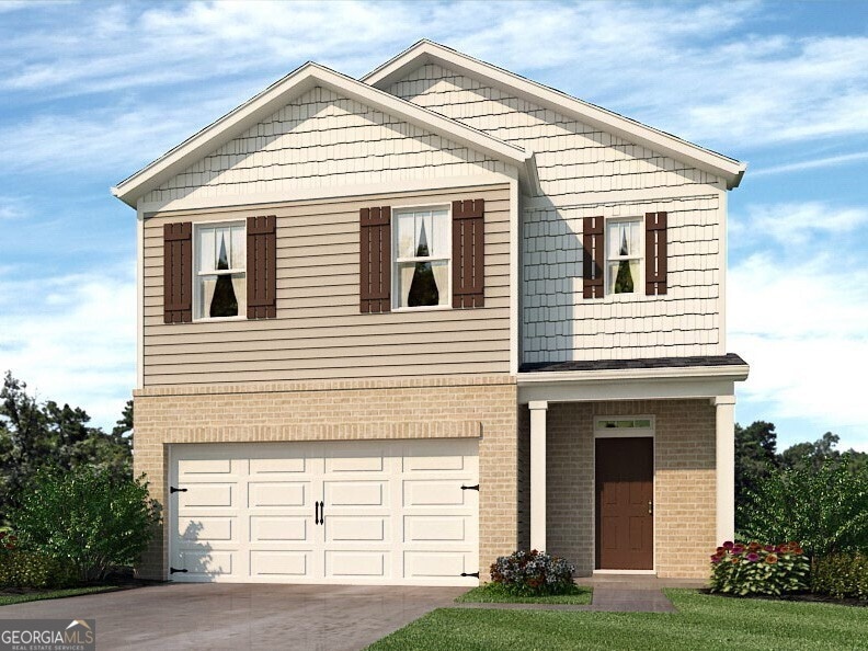 Rendering of plan and elevation.