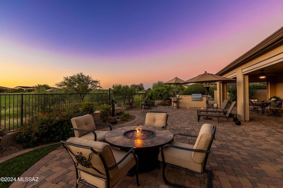 Rear Patio Firepit at Sunset