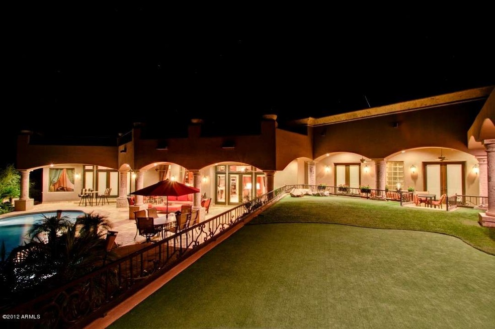 Back patio with grass and green