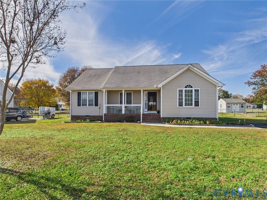 View of front of house with crawl space, a porch, and roof with shingles
