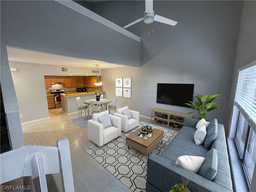 Virtually Staged Living and Dining Room