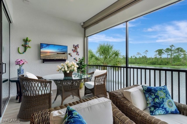 Partially Staged Lanai with wide lake view and pre