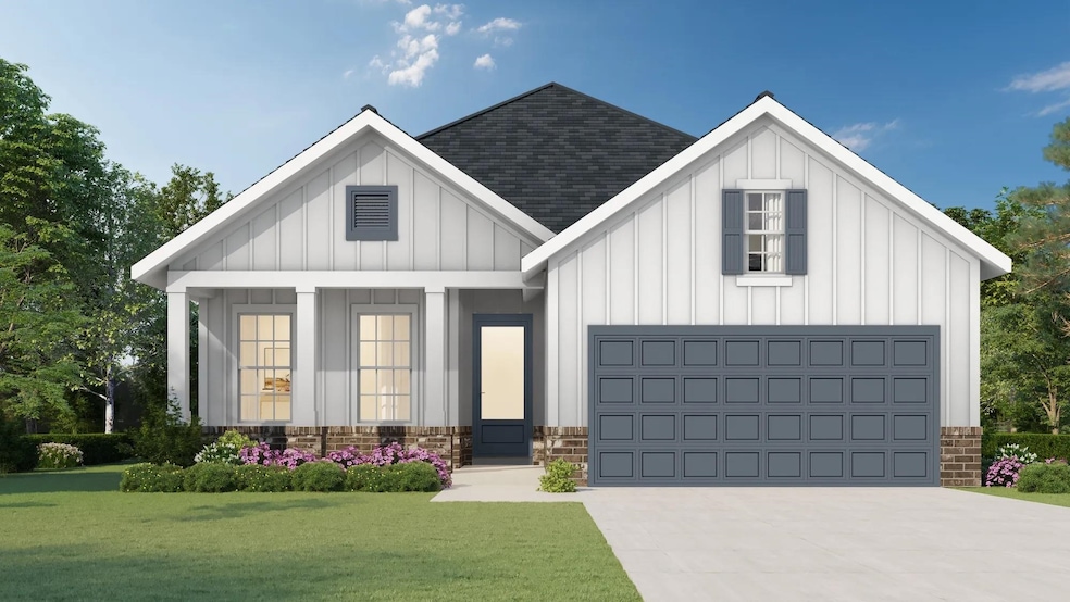 Modern farmhouse featuring board and batten siding