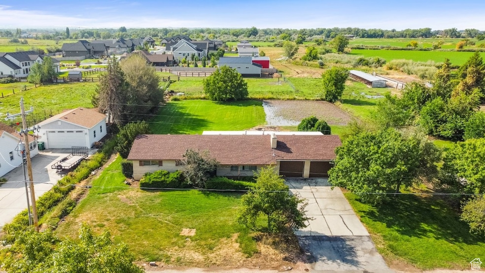 Aerial perspective of suburban area