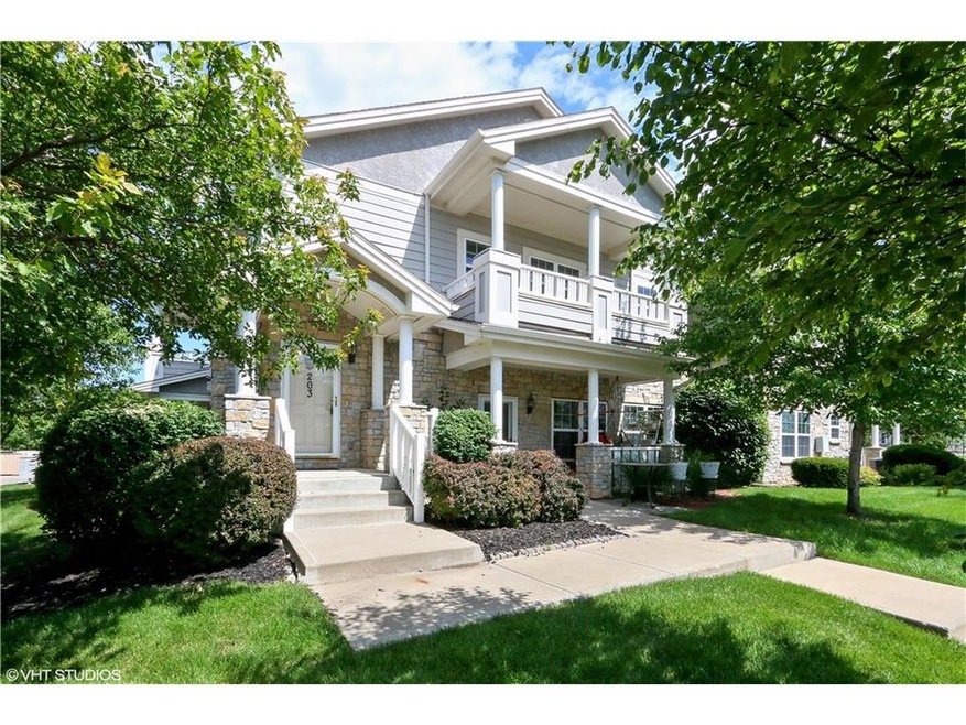 Oversized front porch and deck for unit 203, faces